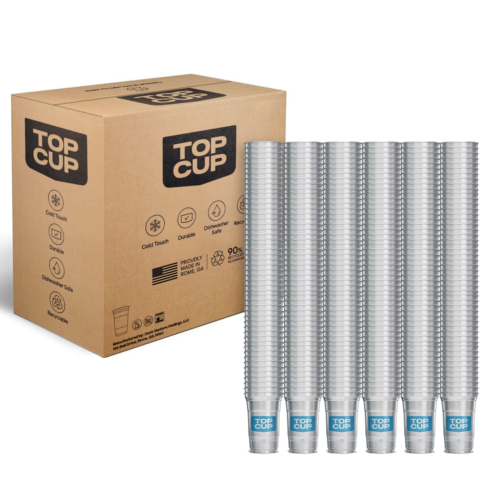 Top Cup America's 250th Birthday 20 oz Reusable Aluminum Party Cups 20 Count | Durable, Reusable & Recyclable, Made in USA