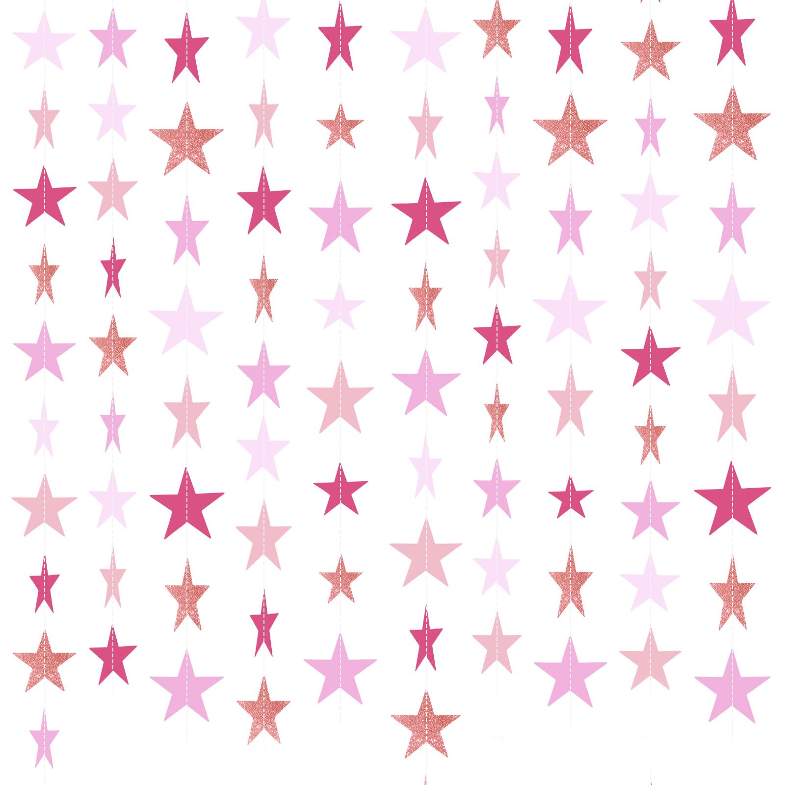 Patelai Glitter Star Garland Banner 2026 Graduation Decor 130 Feet Star Hanging Banner Twinkle Backdrop for Party Birthday Classroom Wedding Supplies(Gold)