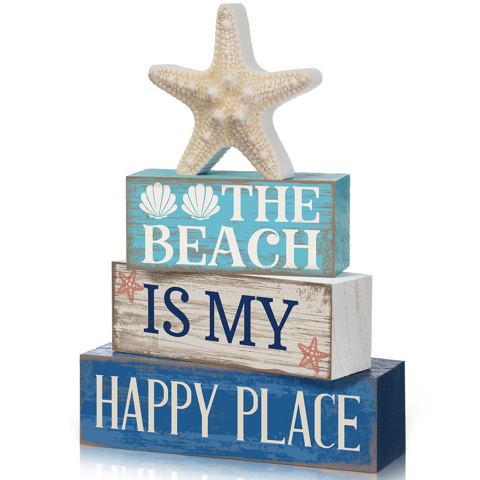 Moucuny 4 Pcs Christmas Table Decor Wooden Hot Cocoa Decoration Christmas Centerpiece Winter Tiered Tray Decor Decorative Red Hot Cocoa Block Signs Gift Farmhouse Xmas Decoration for Home Kitchen