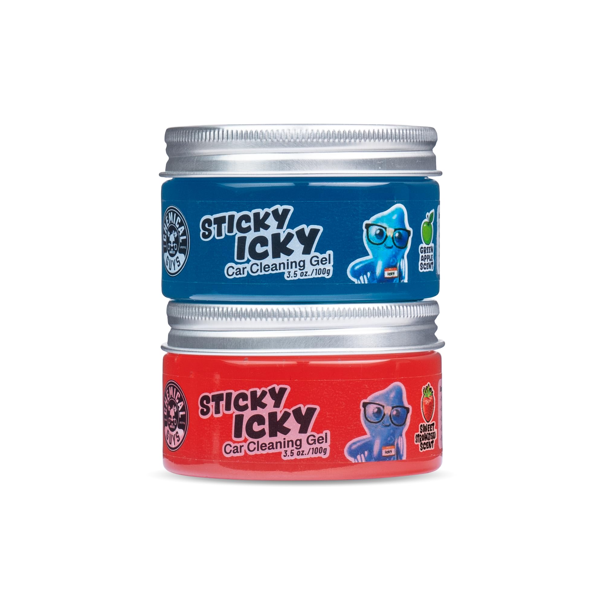 Chemical Guys Sticky Icky Car Cleaning Gel, Green Apple, Interior Car Cleaner, Reusable Automotive Crevice & Interior Dust Cleaner for Air Vents, Consoles, Cup Holders & Keyboards, 4 Pack (100g Each)