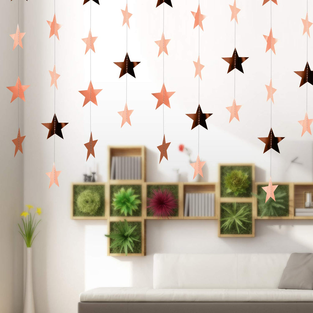 Patelai Glitter Star Garland Banner 2026 Graduation Decor 130 Feet Star Hanging Banner Twinkle Backdrop for Party Birthday Classroom Wedding Supplies(Gold)