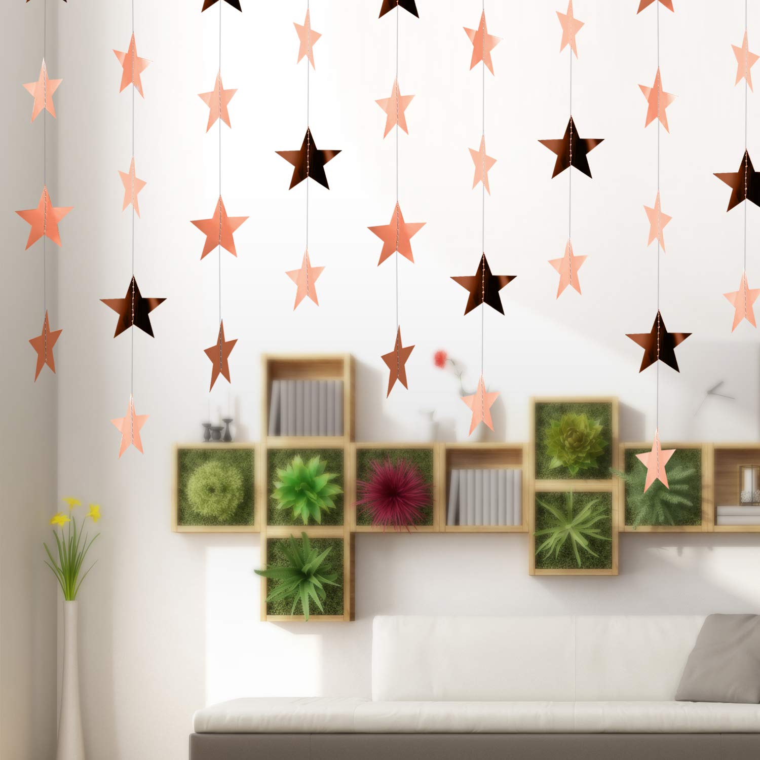 Patelai Glitter Star Garland Banner 2026 Graduation Decor 130 Feet Star Hanging Banner Twinkle Backdrop for Party Birthday Classroom Wedding Supplies(Gold)