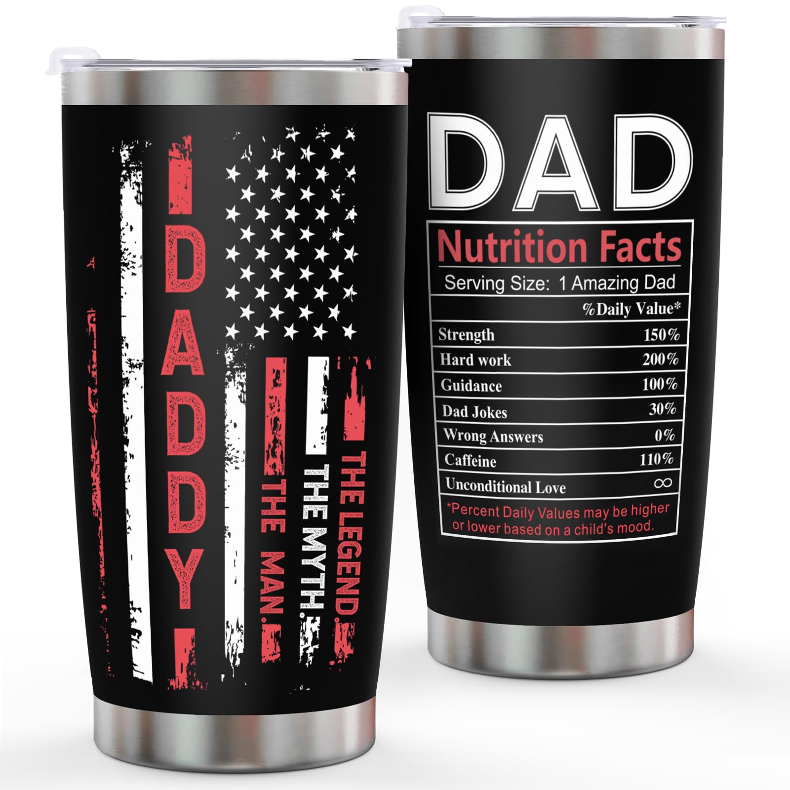 Erpotyl Fathers Day Dad Gifts for Men- 20Oz Stainless Steel Tumbler Indoor Outdoor Work Essentials Leakproof Camping Gym Office Cup with Lid and Straw Birthday Gifts for Him Stepdad Husband Dad Uncle