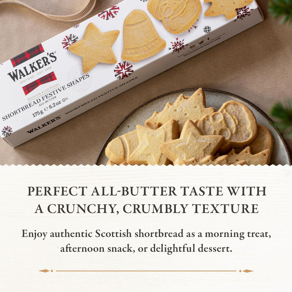 Walker's Shortbread Christmas Tree Shaped Mini Holiday Cookies, Pure Butter Shortbread Cookies, 5.3 Oz Box