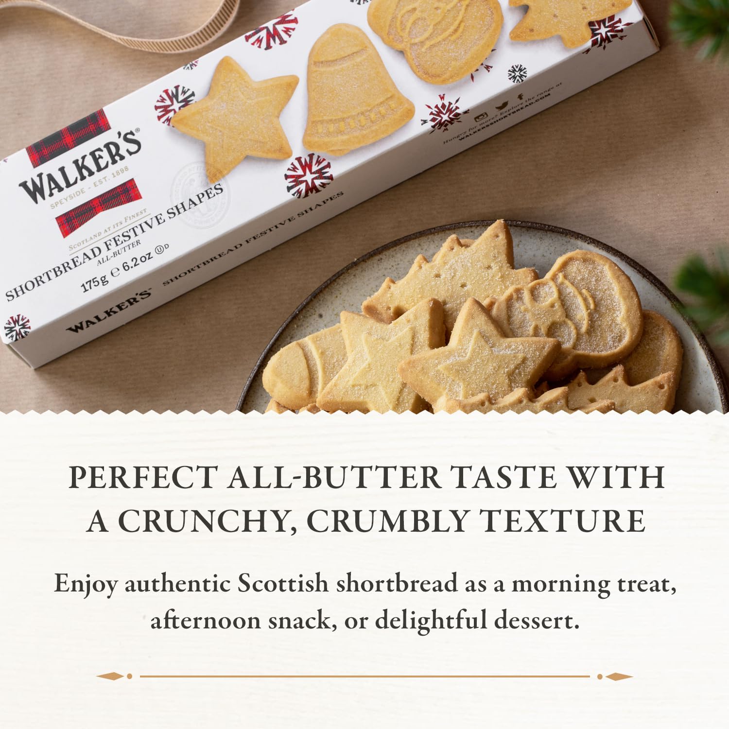 Walker's Shortbread Christmas Tree Shaped Mini Holiday Cookies, Pure Butter Shortbread Cookies, 5.3 Oz Box