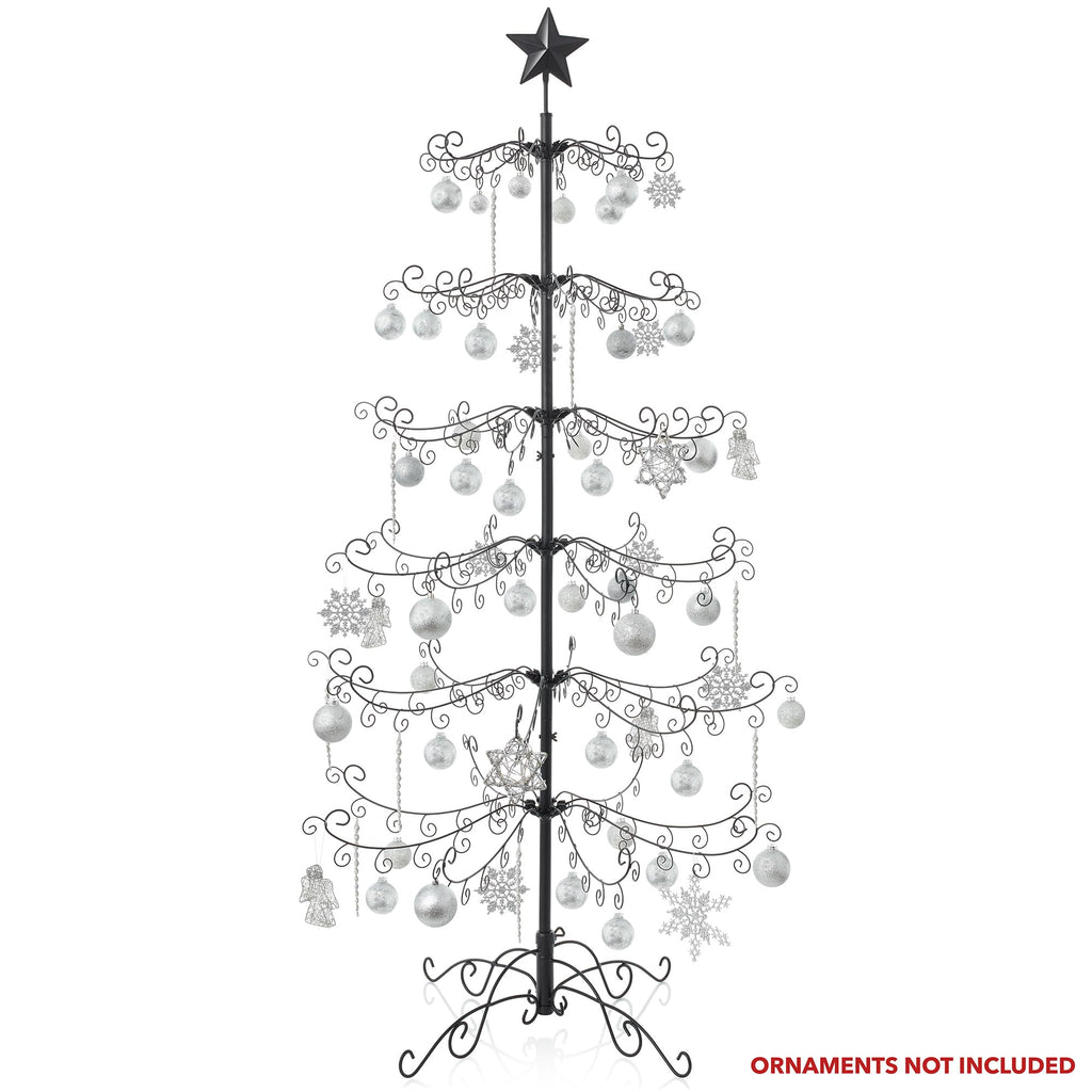 Casafield Ornament Display Christmas Tree with Stand - 6' Black Wrought Iron Ornament Holder
