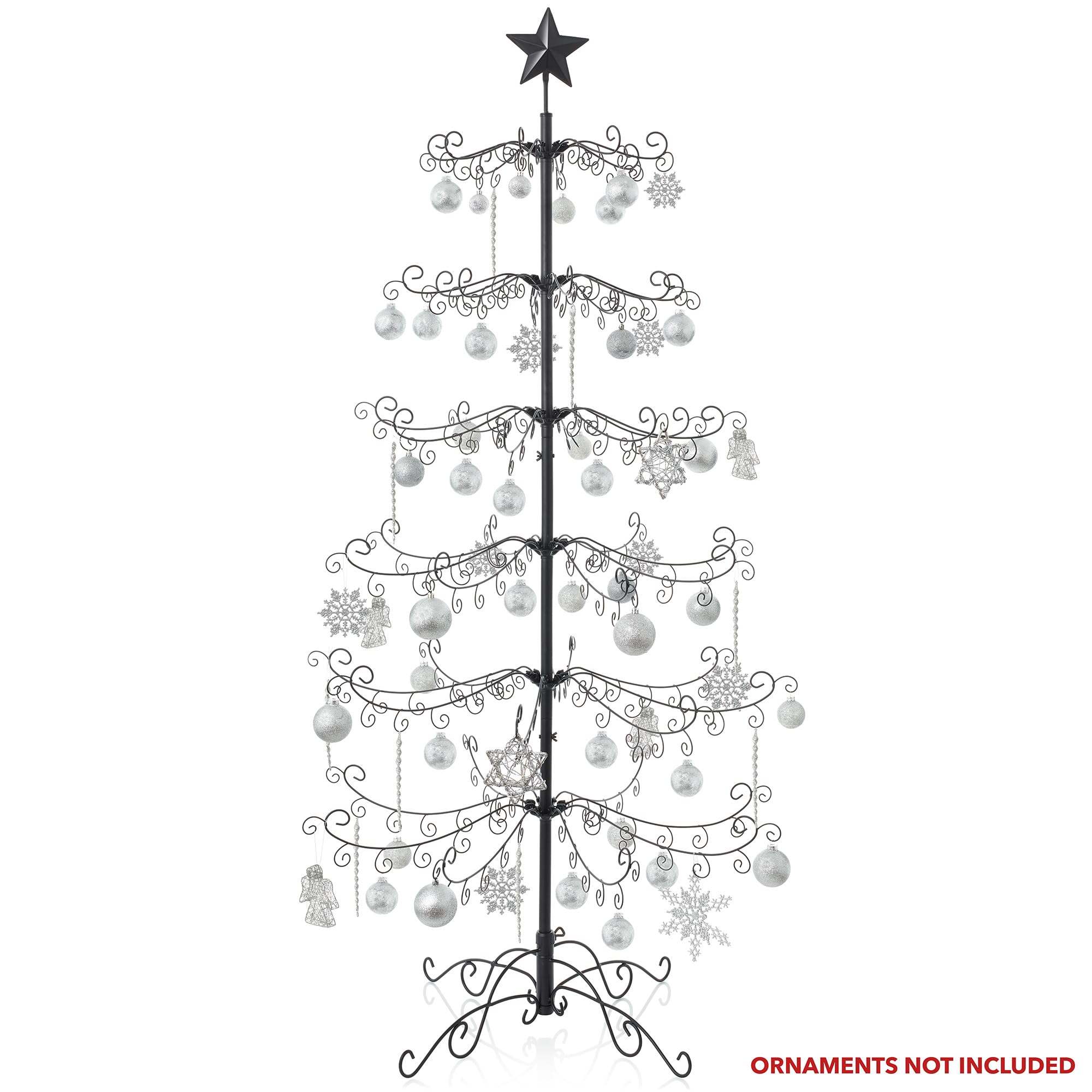 Casafield Ornament Display Christmas Tree with Stand - 6' Black Wrought Iron Ornament Holder
