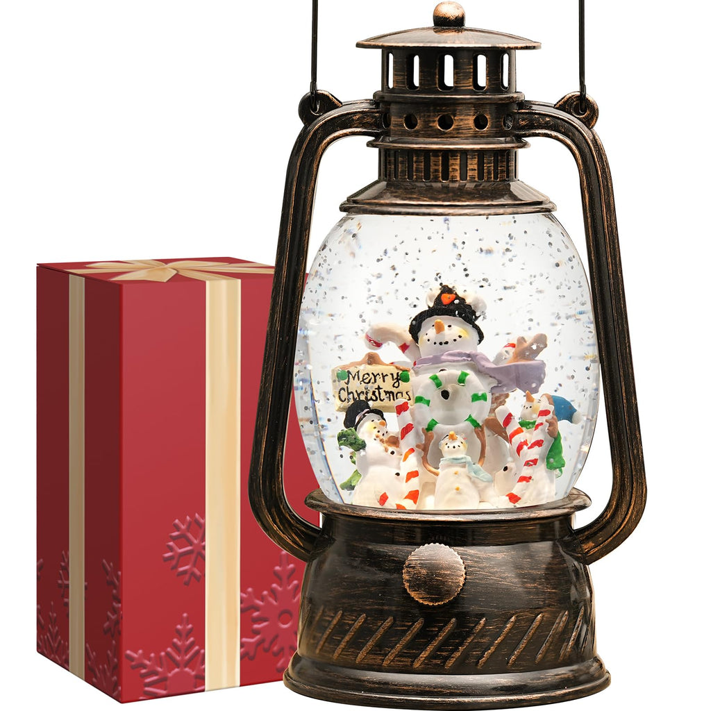 Snow Globe Christmas Decorations Indoor, Santa Claus Lighted Musical Christmas Snow Globes Lantern with Glitter & 6H Timer, Santa Claus Christmas Decorations for Home