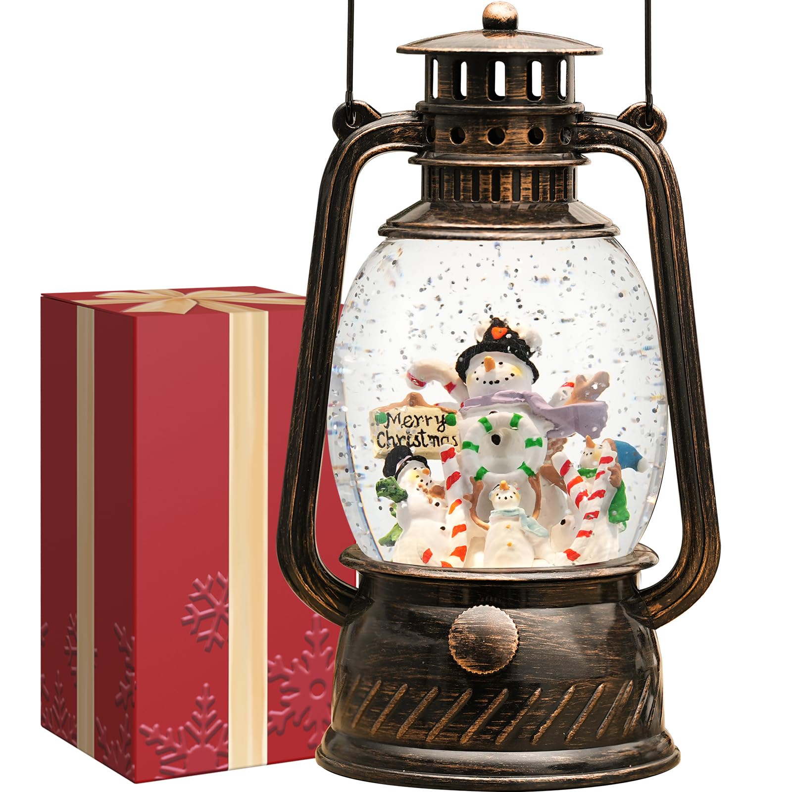 Snow Globe Christmas Decorations Indoor, Santa Claus Lighted Musical Christmas Snow Globes Lantern with Glitter & 6H Timer, Santa Claus Christmas Decorations for Home