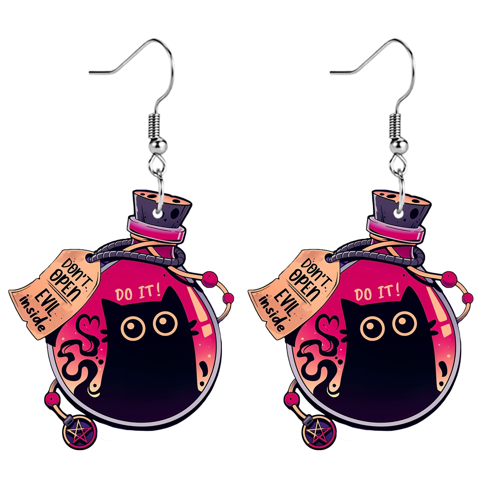Funny Dog Sunflower Paw Print Earrings for Women - Unique & Quirky Funky Acrylic Dangle Earrings, Cute & Silly Novelty Design, Wacky & Crazy Earrings for Fun Lovers