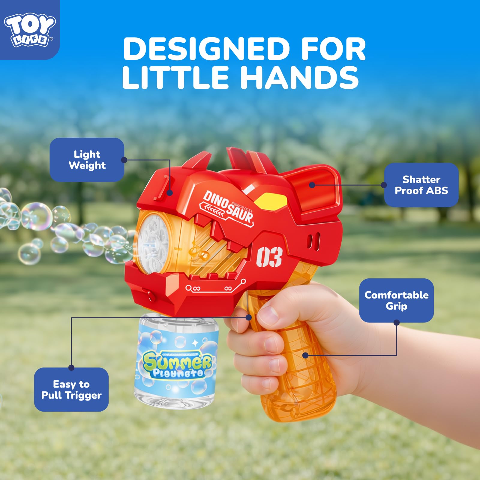 TOY Life 3 Pack Bubble Guns for Kids, Automatic Bubble Blower, Leakproof & Lightweight, Outdoor Summer Toys for Beach Travel, Easter Basket Stuffer, Party Favor, Birthday Gift for Toddlers Boys Girls