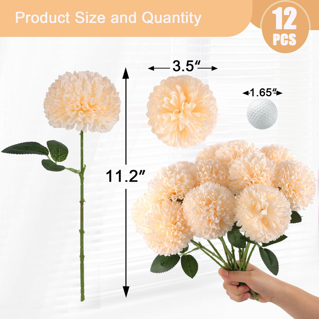 Hananona 12 Pcs Artificial Chrysanthemums Flowers Patriotic Flower, 4th of July Fake Mums Flowers Silk for Home Decor Indoor Memorial Day Table Centerpiece Vase not Included (12, Red, White, Blue)
