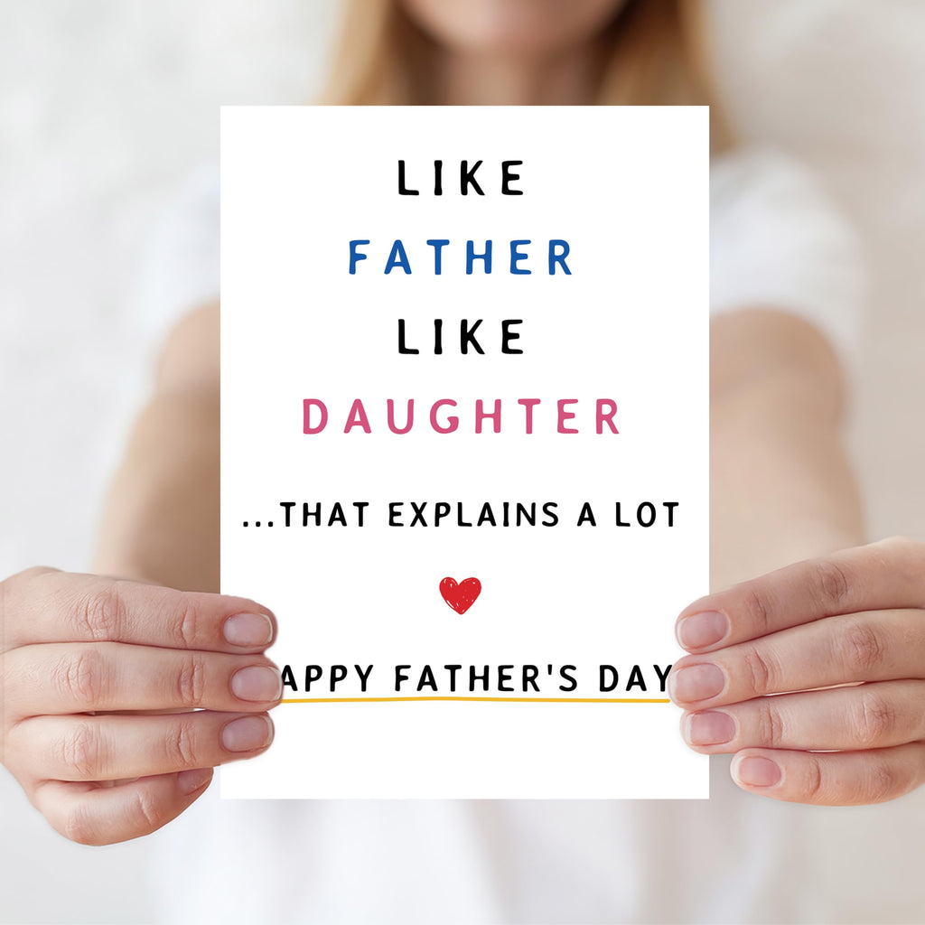 IDU Fathers Day Card, Funny Fathers Day Cards Gifts Decorations for Dad from Daughter, Happy Father's Day Cards Gifts Ideas with Envelope, Cute Humor Like Father Like Daughter Card