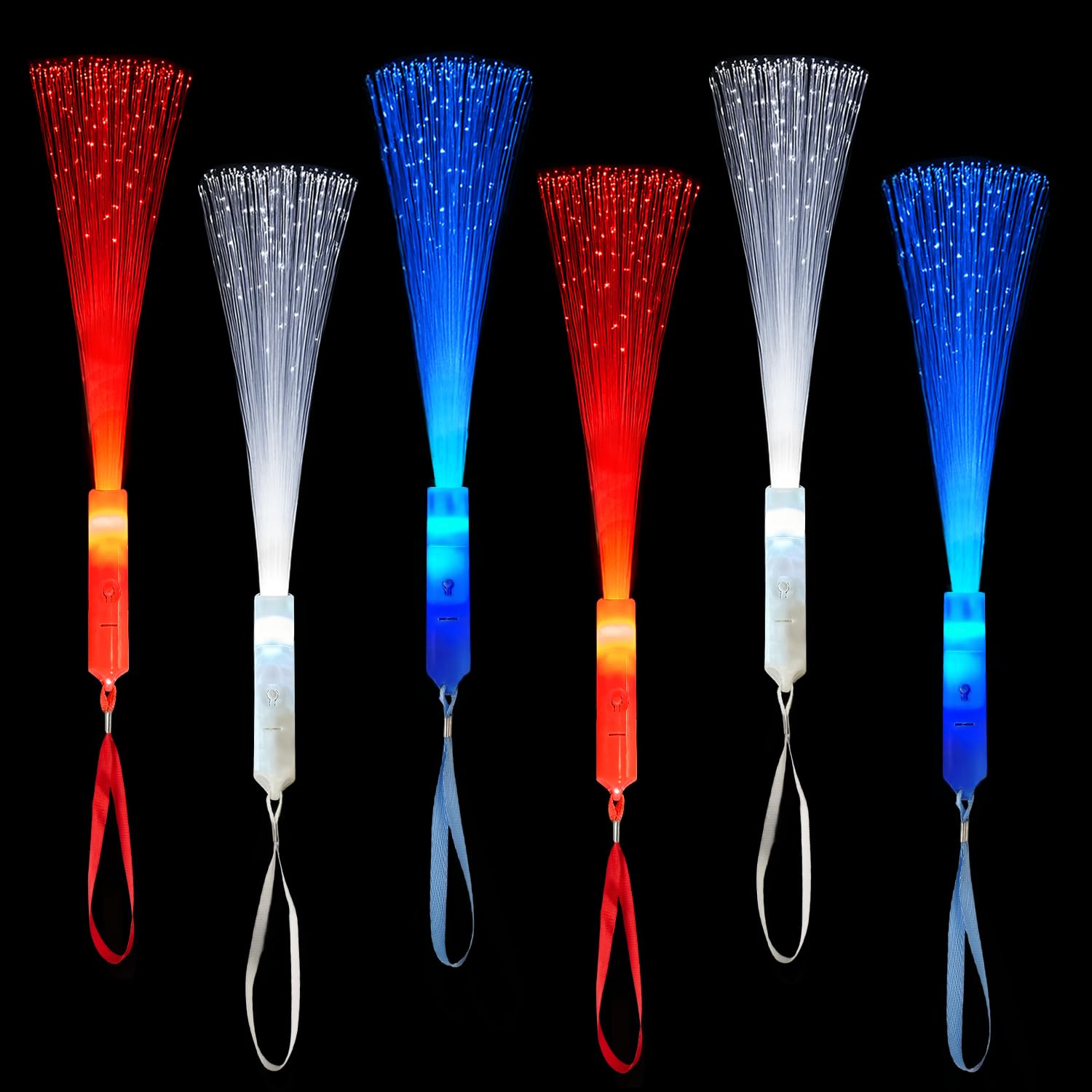 Patriotic Red White Blue Glow Sticks Party Favors Supplies for Kids Bulk-24 Pack, 4th of July Fiber Optic Wand Toys for Toddlers, Sparklers Fireworks Gifts Fourth of July Parade Throws for Boy Girls