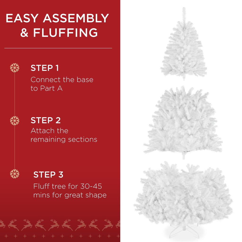 Best Choice Products Artificial Christmas Tree, 7.5ft Premium Unlit Realistic Spruce Holiday Décor w/Dense Branches, Easy Assembly, Metal Base