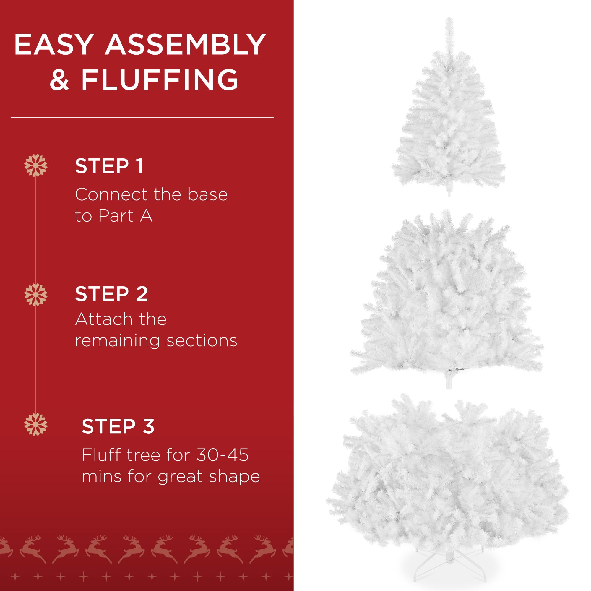 Best Choice Products Artificial Christmas Tree, 7.5ft Premium Unlit Realistic Spruce Holiday Décor w/Dense Branches, Easy Assembly, Metal Base