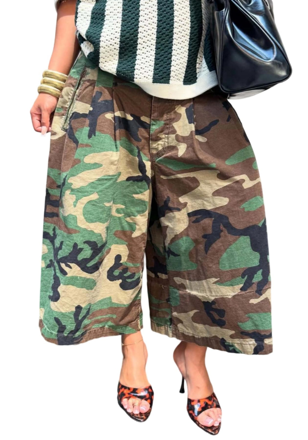 Unybwonn Women Baggy Cargo Jeans Camo Army Fatigue Wide Leg Harem Cropped Denim Pants Plus Size Camouflage Jean Trousers