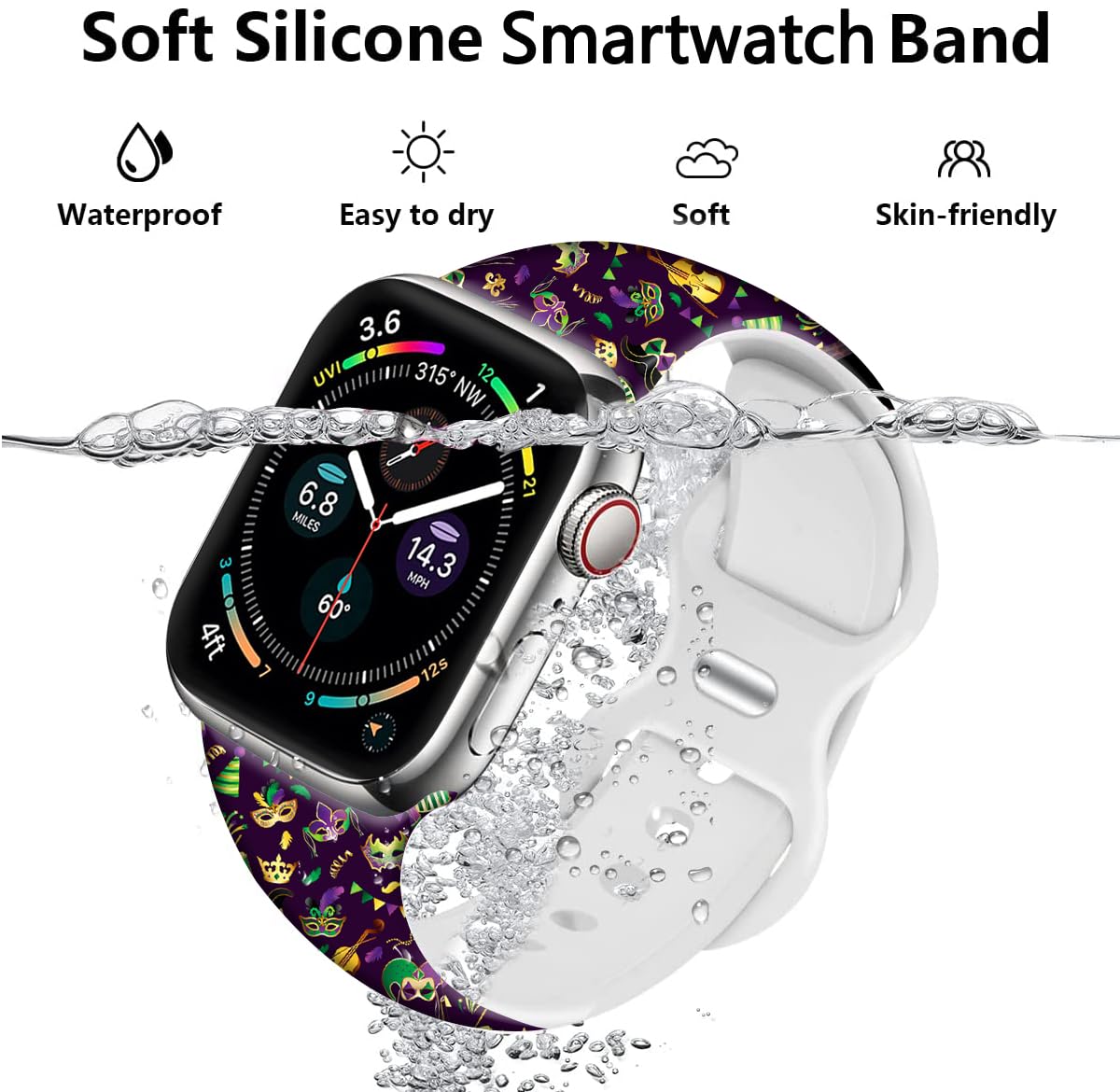 Holiday Watch Bands Compatible Watch 38mm 40mm 41mm 42mm for Women Men, Adjustable Soft Silicone Replacement Smartwatch Wristband for SE Series 8/7/6/5/4/3/2/1