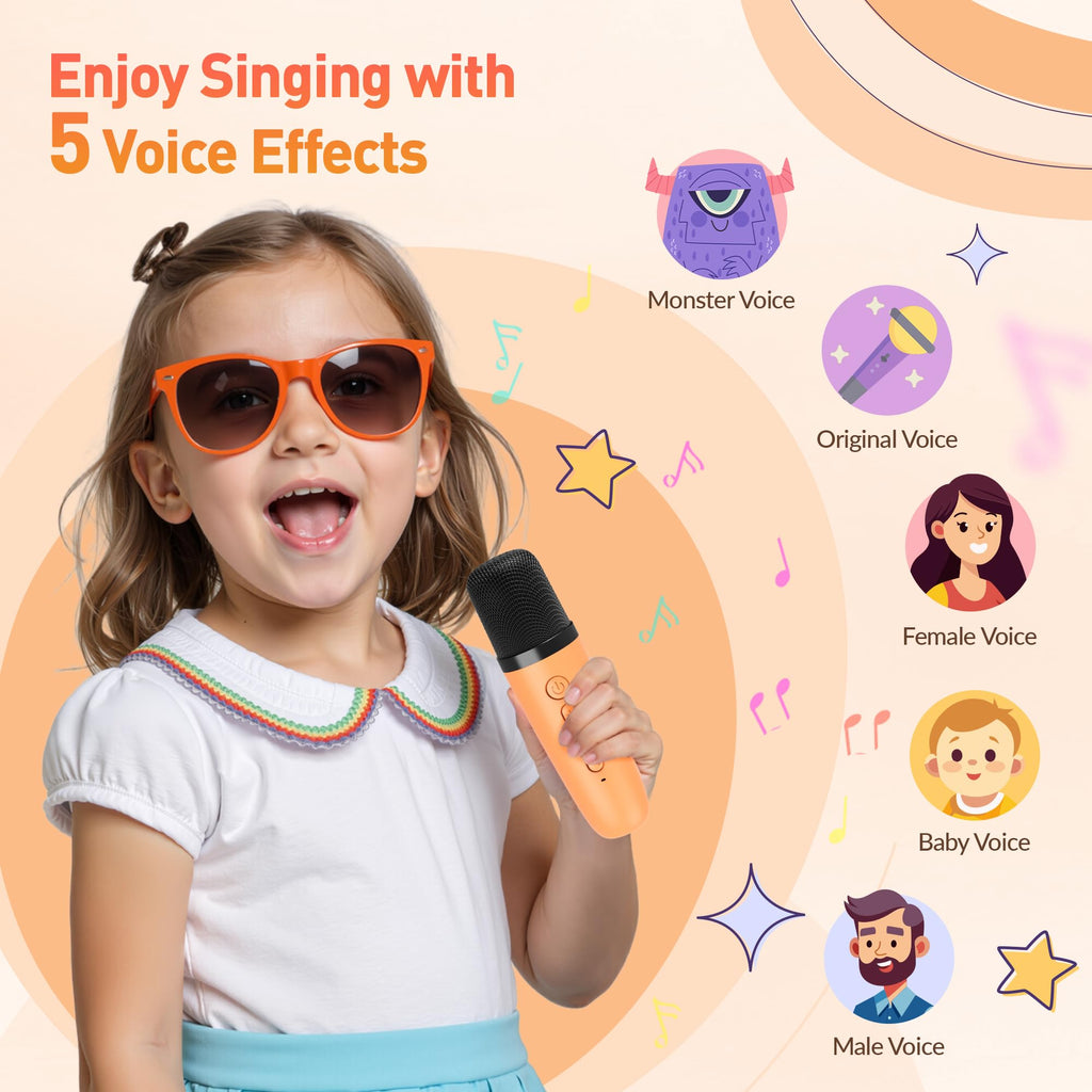 Mini Karaoke Machine, Portable Bluetooth Karaoke Speaker with 2 Wireless Microphones and Party Lights for Kids and Adults, Birthday Gifts for Girls Boys Family Home Party