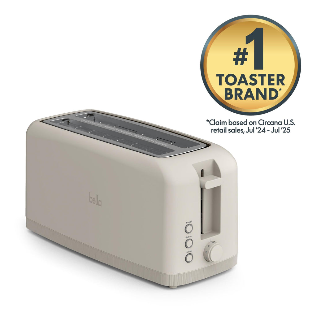 bella 2 Slice Slim Toaster, Fits-anywhere™ Kitchenware, 6 Setting Shade Control with Reheat & Cancel Buttons, Fits Sourdough, 10” Long Slot, Anti Jam & Auto Shutoff, 900 Watt, Surf