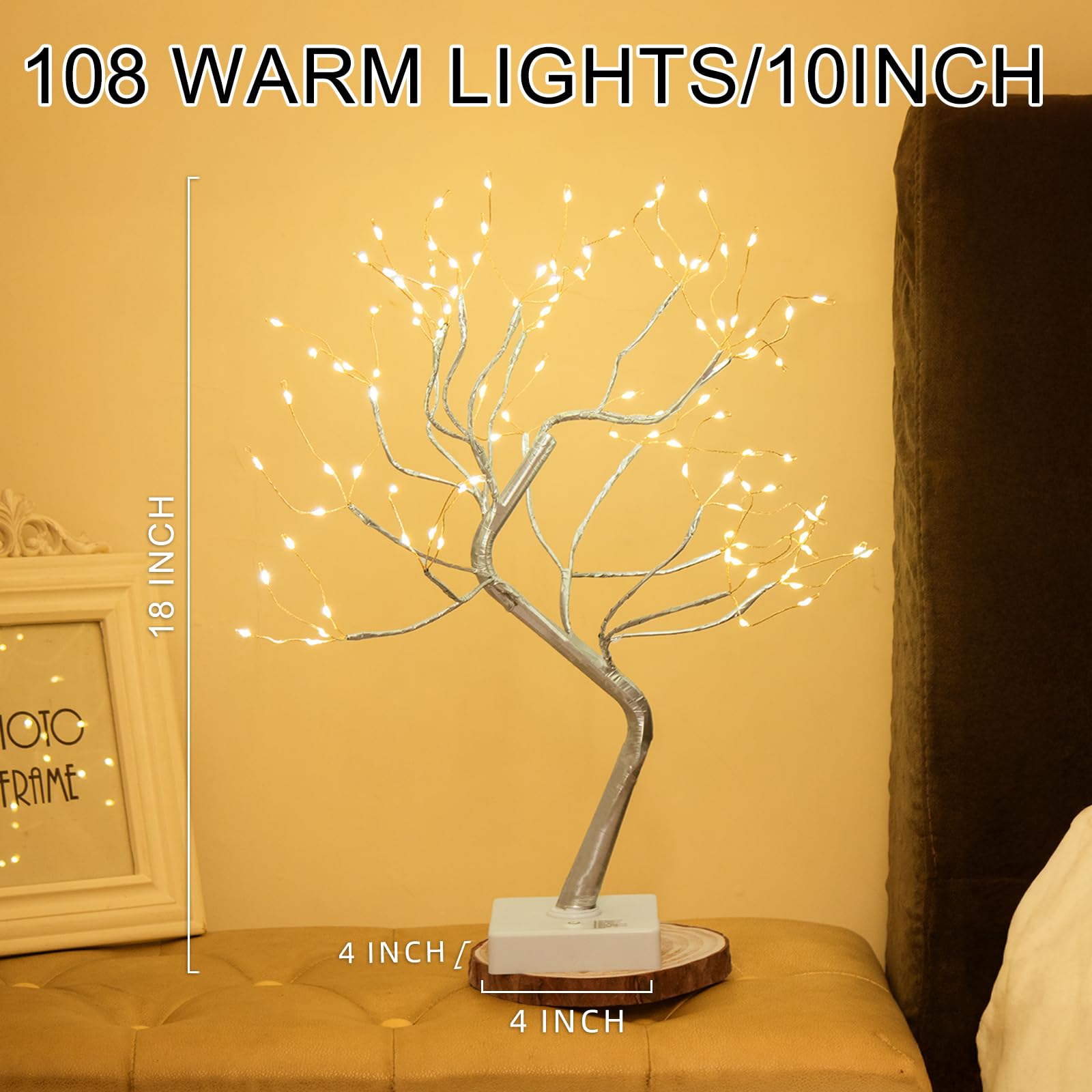 PEIDUO Home Decor, 2FT Birch Tree with LED Lights, Warm White Light up Tree Lamp, Artificial Trees for Home Table Inside, Battery Powered, Timer (2PK)
