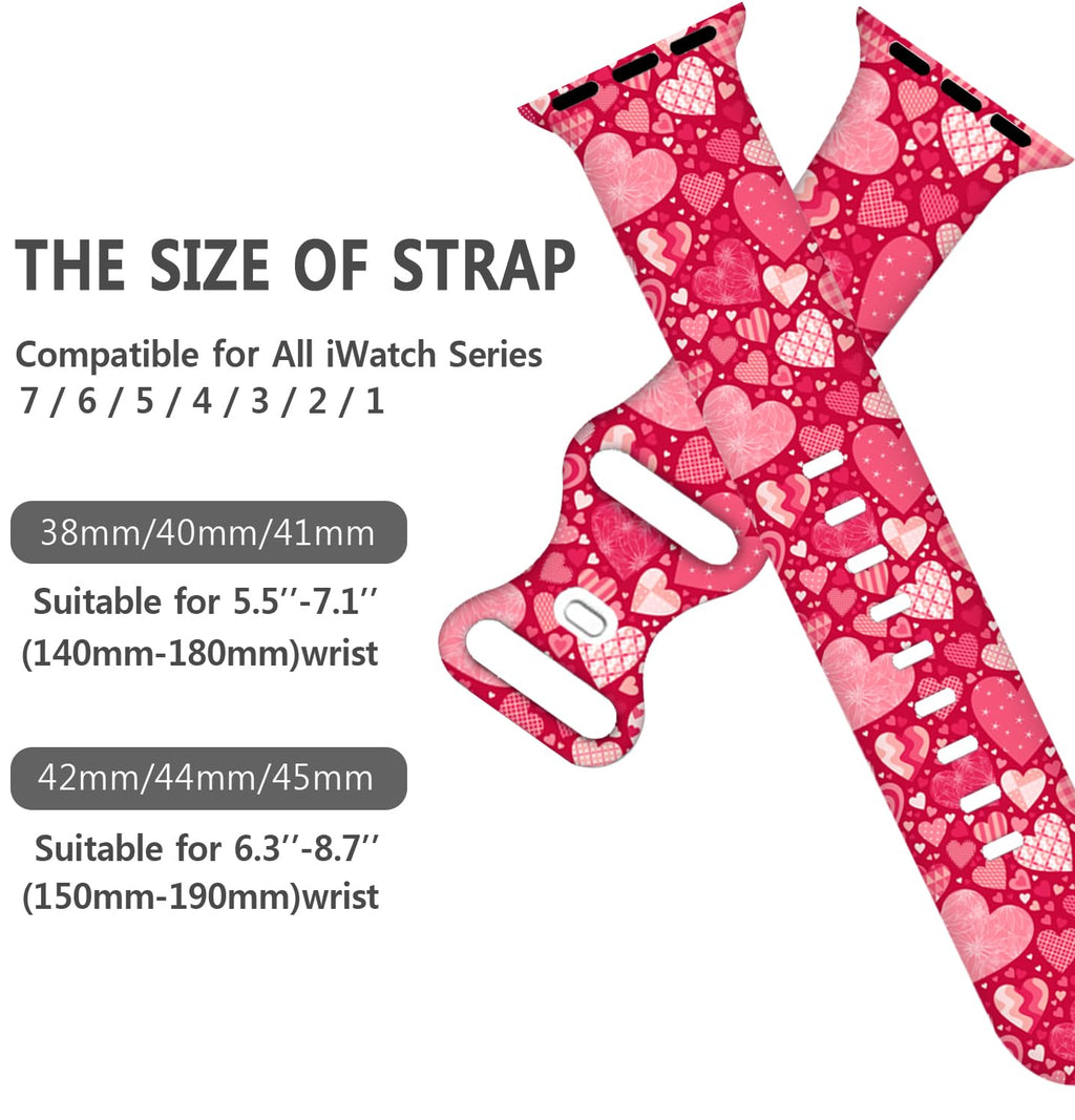 Holiday Watch Bands Compatible Watch 38mm 40mm 41mm 42mm for Women Men, Adjustable Soft Silicone Replacement Smartwatch Wristband for SE Series 8/7/6/5/4/3/2/1