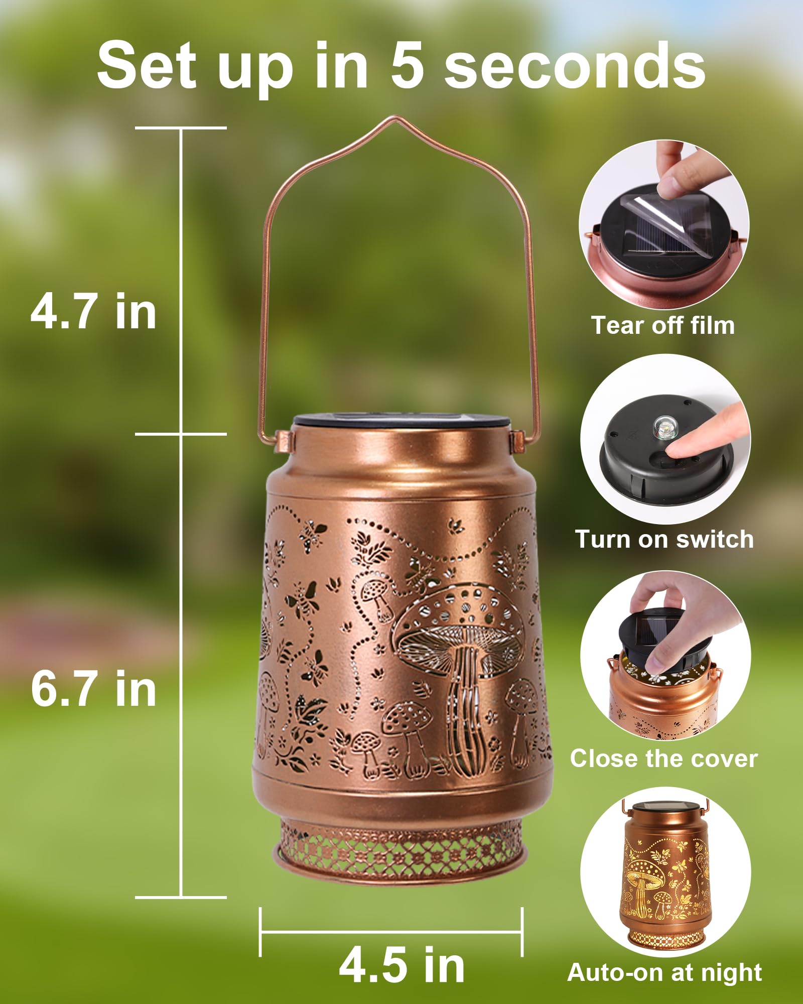 Solar Lanterns Outdoor Waterproof Hummingbird Elegant Garden Decor Birthday Gifts for Women Mom Grandma Sister Metal Hanging Solar Lights Outside Gardening Decorations for Backyard, Patio, Lawn, Porch