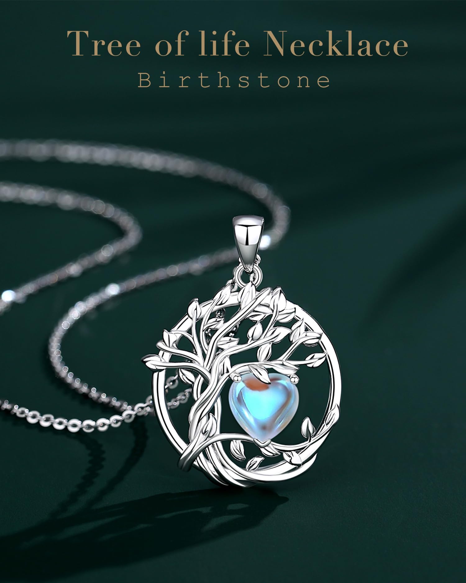 FANCIME Tree of life Birthstone necklace Sterling Silver Pendant Birthstone Necklace Gemstone Anniversary Birthday Jewelry Mothers Day Gifts for Mom Her Wife