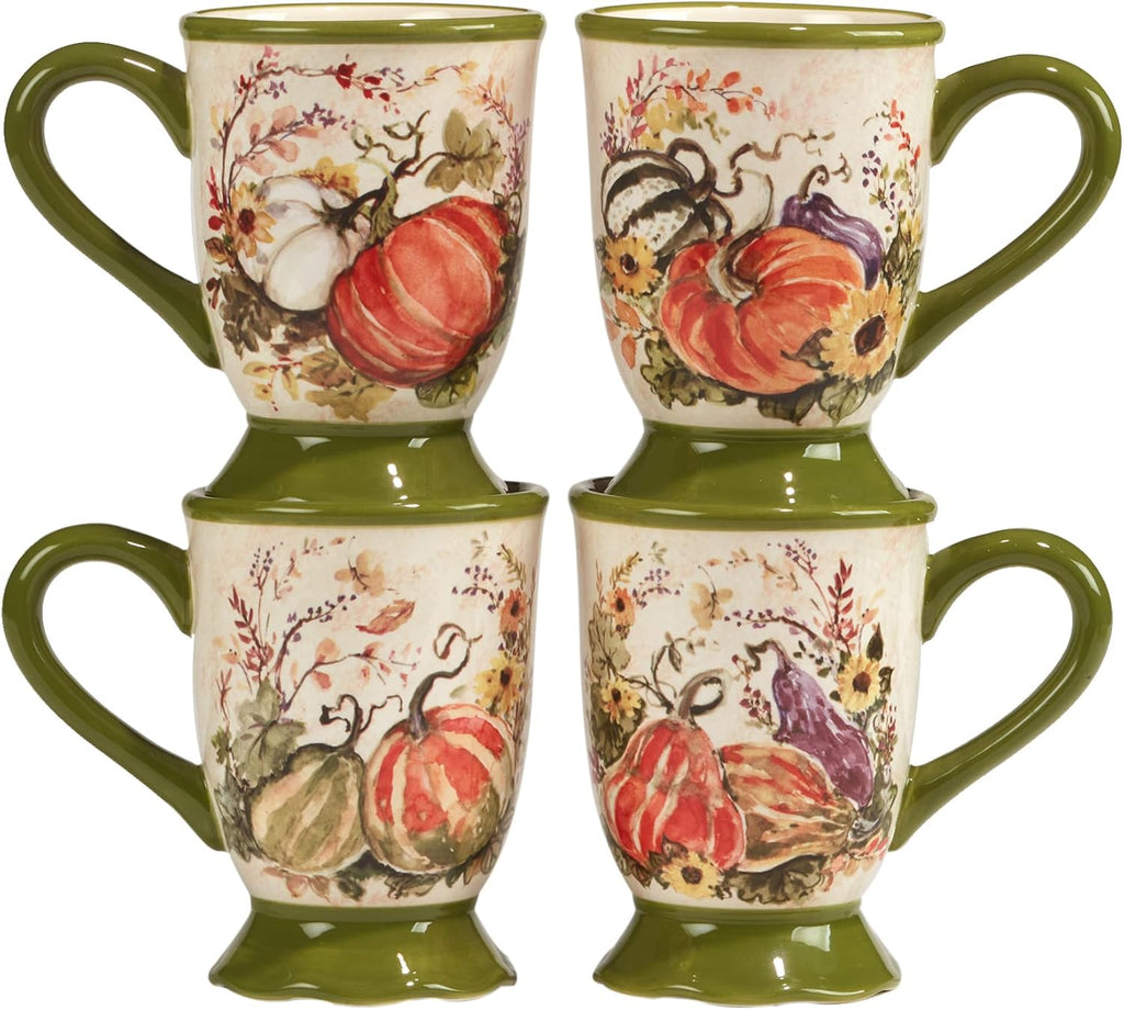 Harvest Morning 16-Piece Ceramic Dinnerware Set, Service for 4 – Celebrate autumn with vibrant pumpkins and florals, perfect for cozy family meals, Thanksgiving gatherings, and fall entertaining