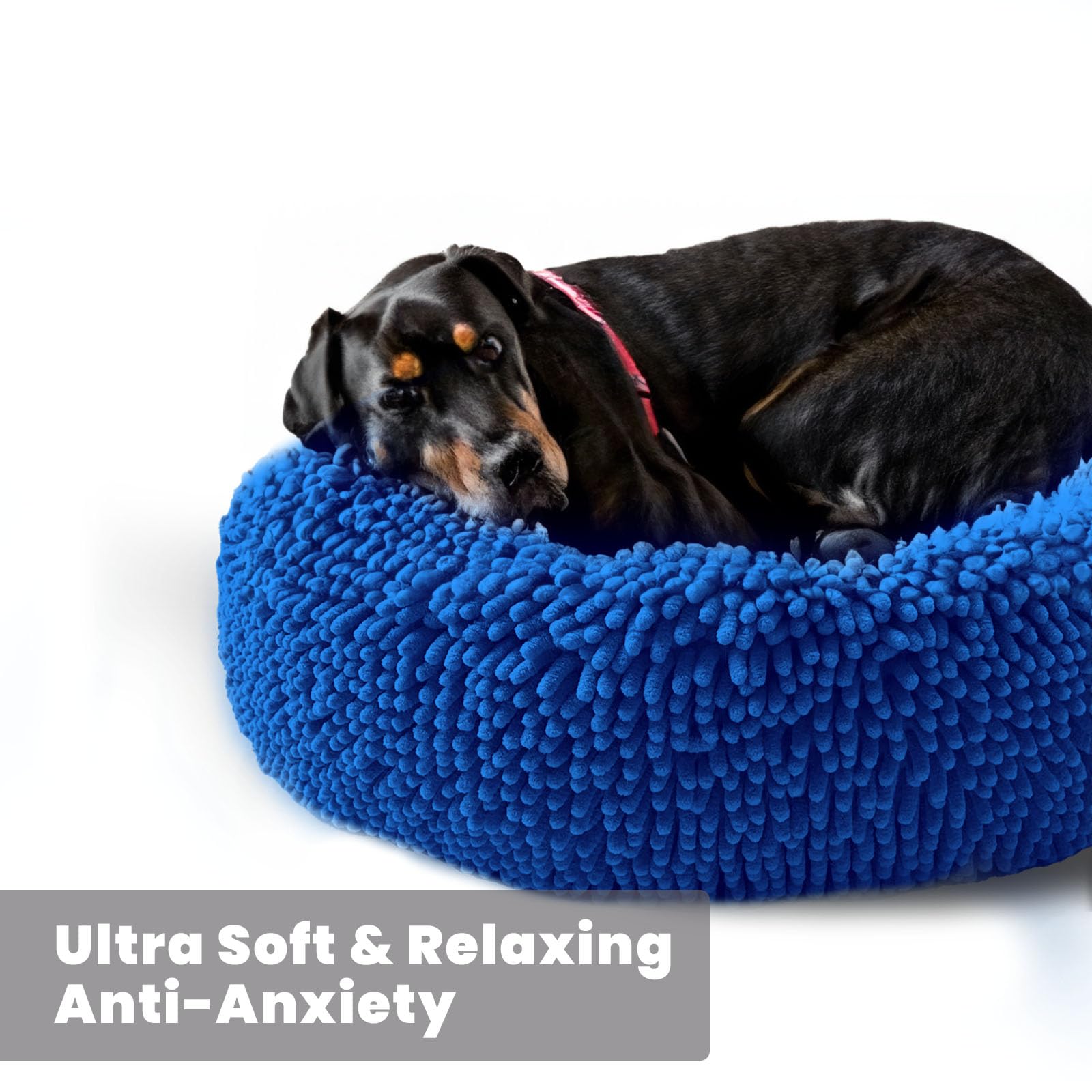Muddy Mat® Cloud K-9 Bed for Dogs & Cats, Soft & Relaxing Donut Dog Bed, Chenille Material, Removable Cover, Washable & Dryer Safe–Black Small(25'x25')