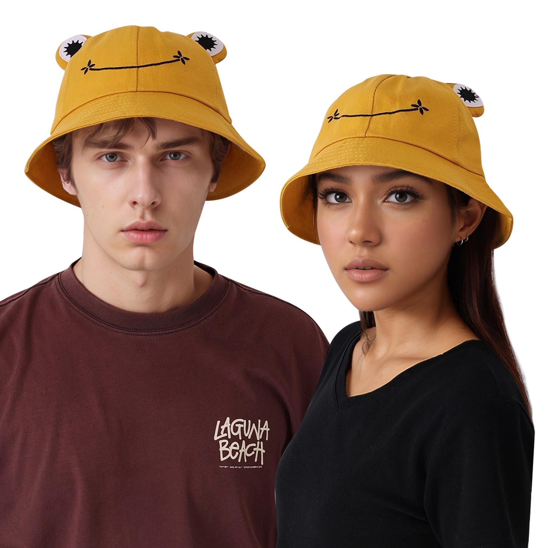 Sun Bucket Hats for Women & Men Beach Hat UV Protection Adjustable Summer Packable Cotton Frog Funny Fisfing Travel Cap