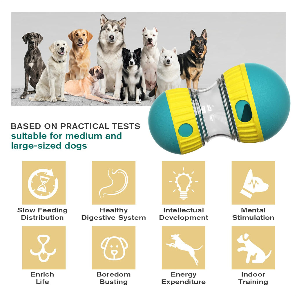 BSISUERM Dog Puzzle Toy Adjustable Treat Dispensing Ball Food Dispenser Tough Slow Feeder Puppy Enrichment Training Toy Pet Interactive Chase Toys for Small Medium Large Dogs to Keep Them Busy, Green