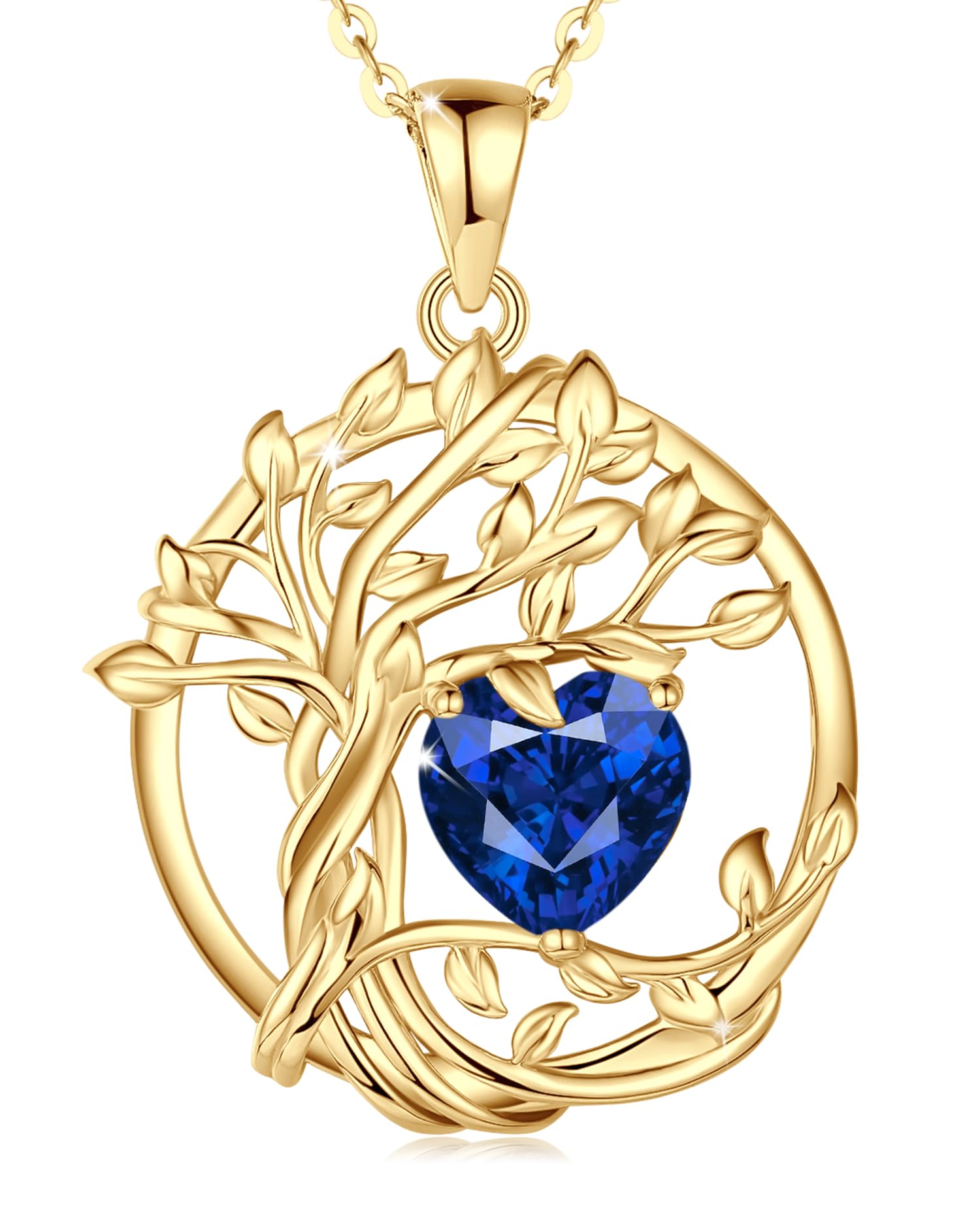 FANCIME Tree of life Birthstone necklace Sterling Silver Pendant Birthstone Necklace Gemstone Anniversary Birthday Jewelry Mothers Day Gifts for Mom Her Wife