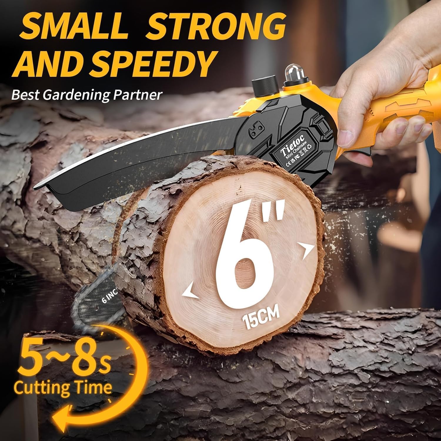 Tietoc Chainsaw 6 Inch Mini Electric Chainsaw Cordless Battery Powered, Hand Held Saw for Wood/Trees Trimming, Tools for Household and Garden, Chain Saw Gift for Men Dad Husband Fathers Gardener 2026