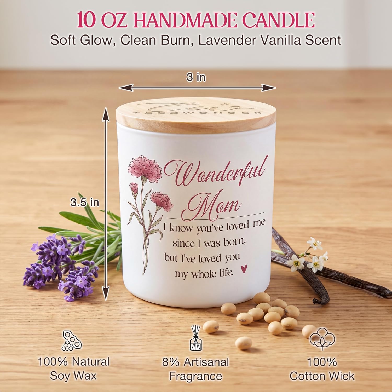 TEEZWONDER Mothers Day Gifts for Mom from Daughter Son - Favorite Child Vanilla Lavender Candle 10 oz - Dad Mom Birthday Gifts, Funny Gift for Grandma Grandpa, Scented Candles for Men Women