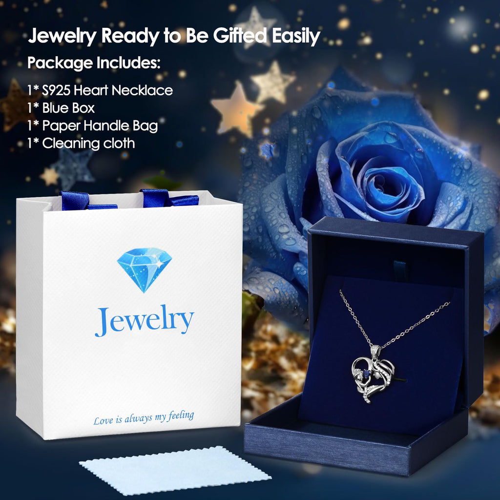 Mothers Day Gifts for Mom Wife Her Grandma, S925 Sterling Silver Birthstone Necklaces Jewelry for Women, Mother's Day Love Heart Pendant Necklace for Anniversary Birthday Christmas Day