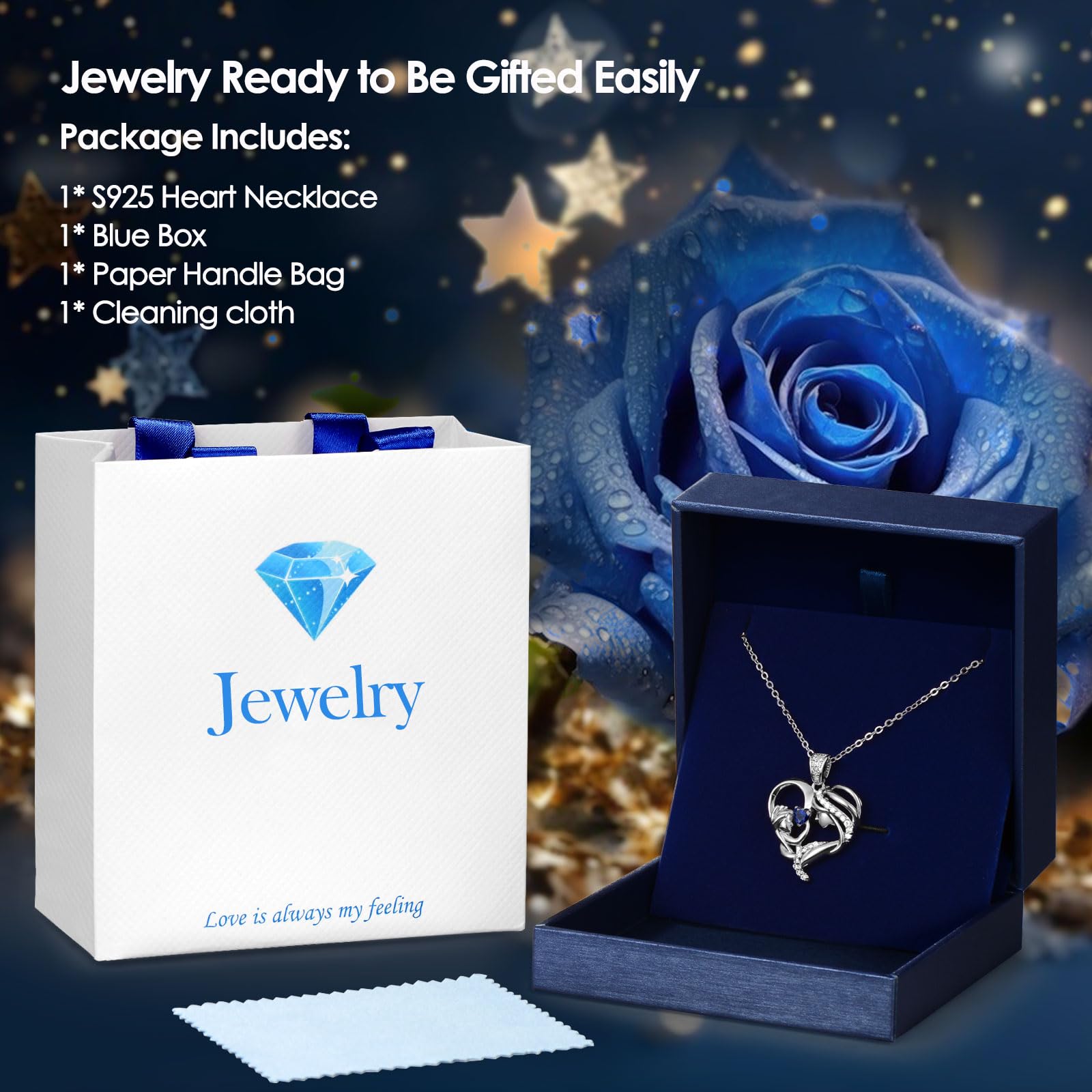 Mothers Day Gifts for Mom Wife Her Grandma, S925 Sterling Silver Birthstone Necklaces Jewelry for Women, Mother's Day Love Heart Pendant Necklace for Anniversary Birthday Christmas Day