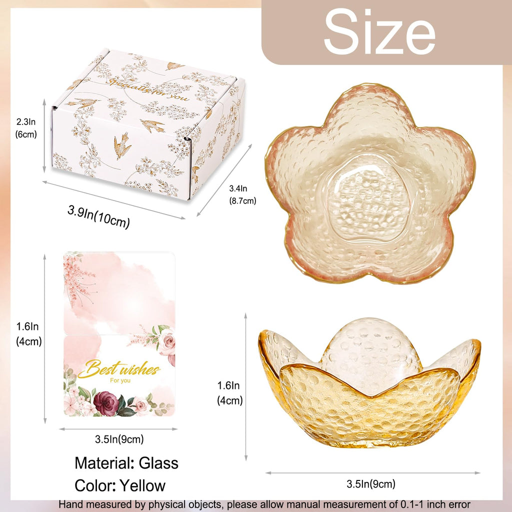 Purple Flower Jewelry Dish Glass Ring Holder Dish Jewelry Tray Cute Vanity Organizer Aesthetic Nightstand Bathroom Room Decor Trinket Dish Mothers Day Friendship Christmas Birthday Gifts for Women