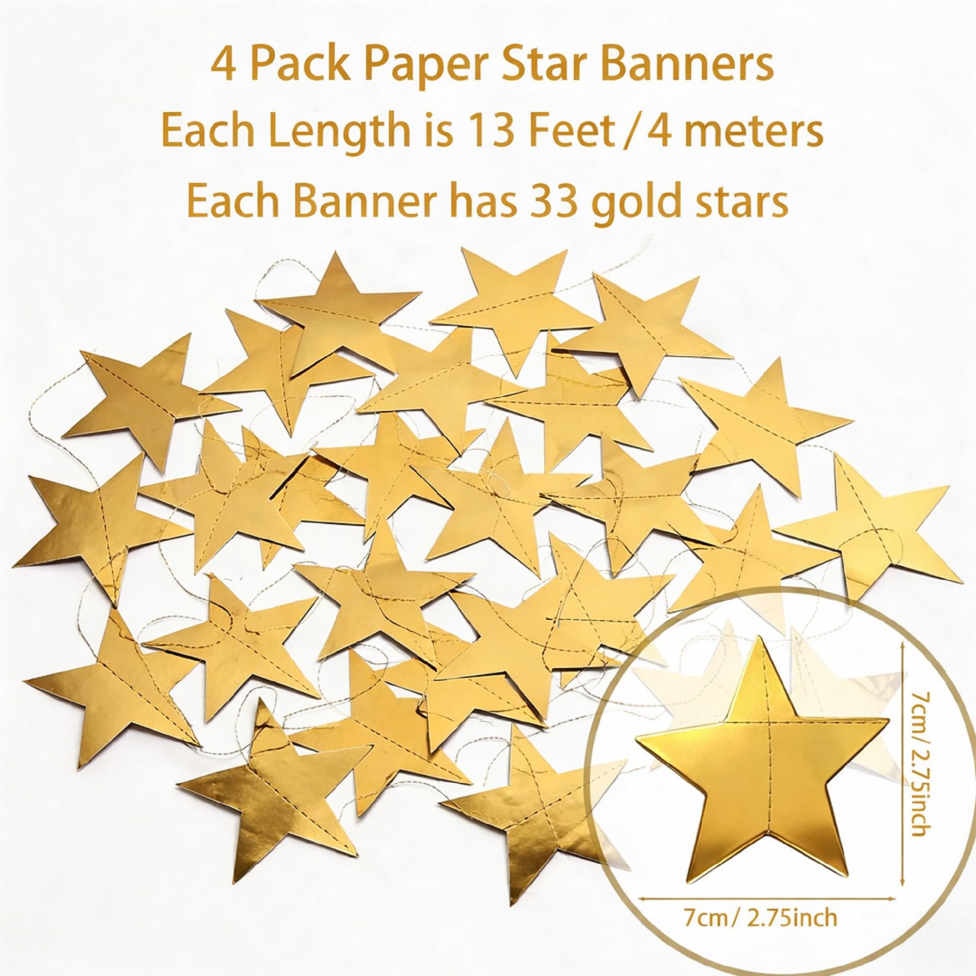 4th of July Decorations - Patriotic Star Garland | Red White Blue Streamers Banner - Fourth of July Decorations for Memorial Day ,250 Anniversary USA Merchandise Accessories Party Favors for Outdoor Indoor Home,4 Pack
