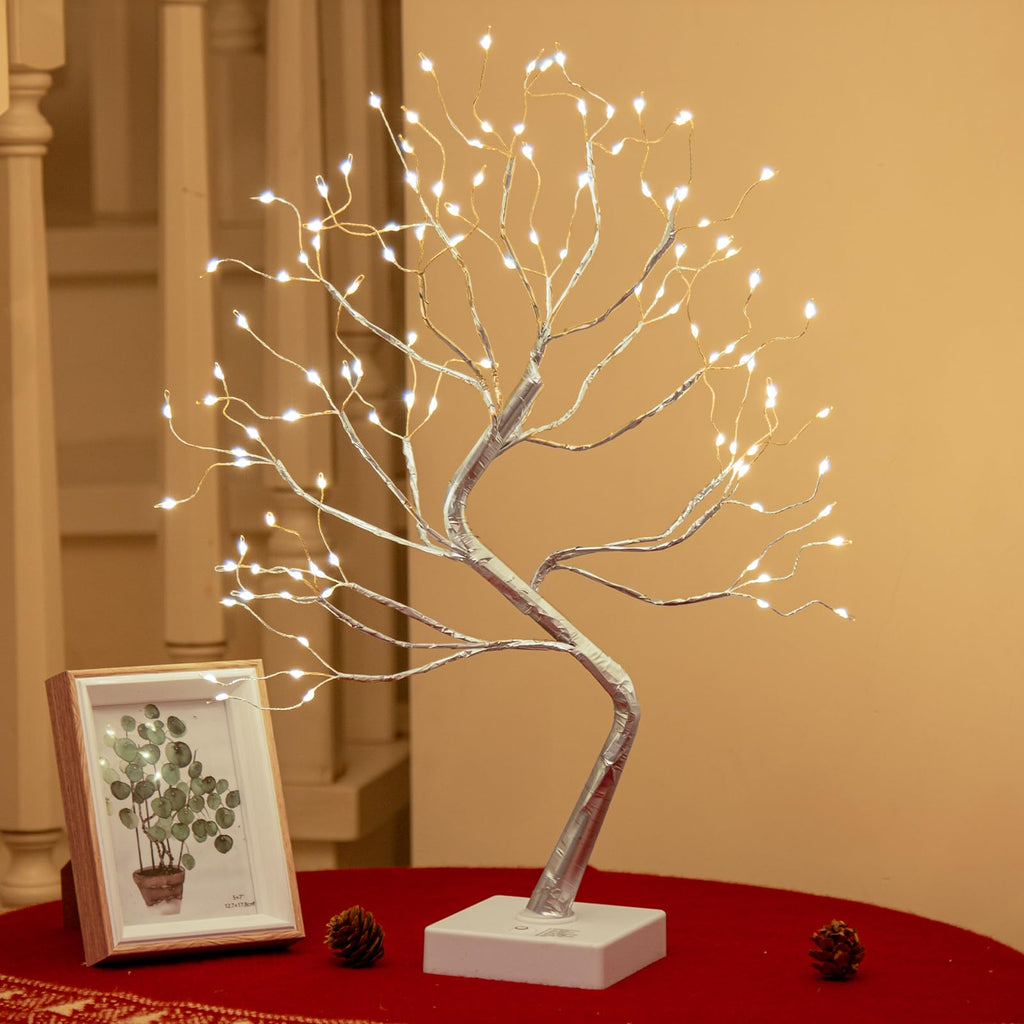 PEIDUO Home Decor, 2FT Birch Tree with LED Lights, Warm White Light up Tree Lamp, Artificial Trees for Home Table Inside, Battery Powered, Timer (2PK)