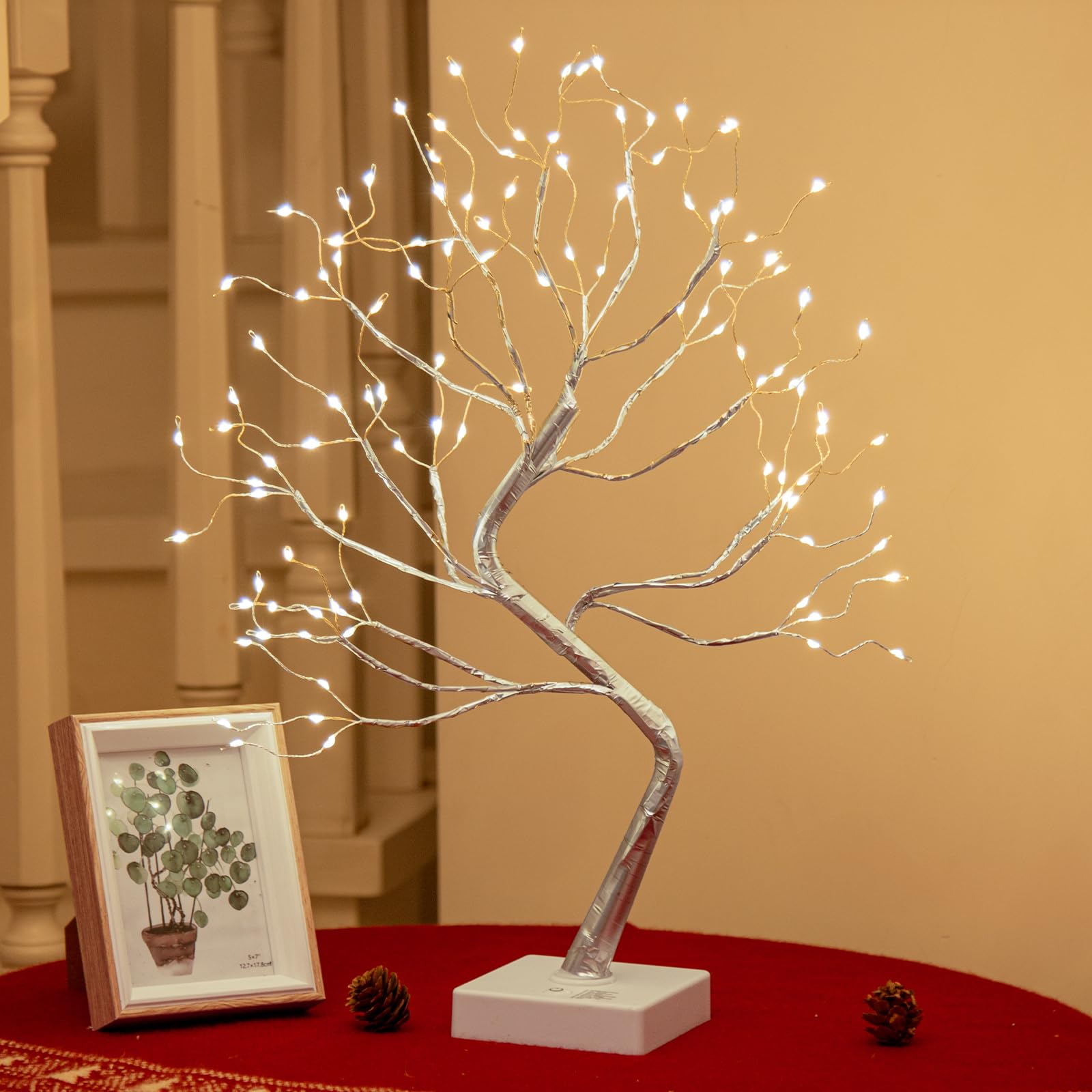 PEIDUO Home Decor, 2FT Birch Tree with LED Lights, Warm White Light up Tree Lamp, Artificial Trees for Home Table Inside, Battery Powered, Timer (2PK)