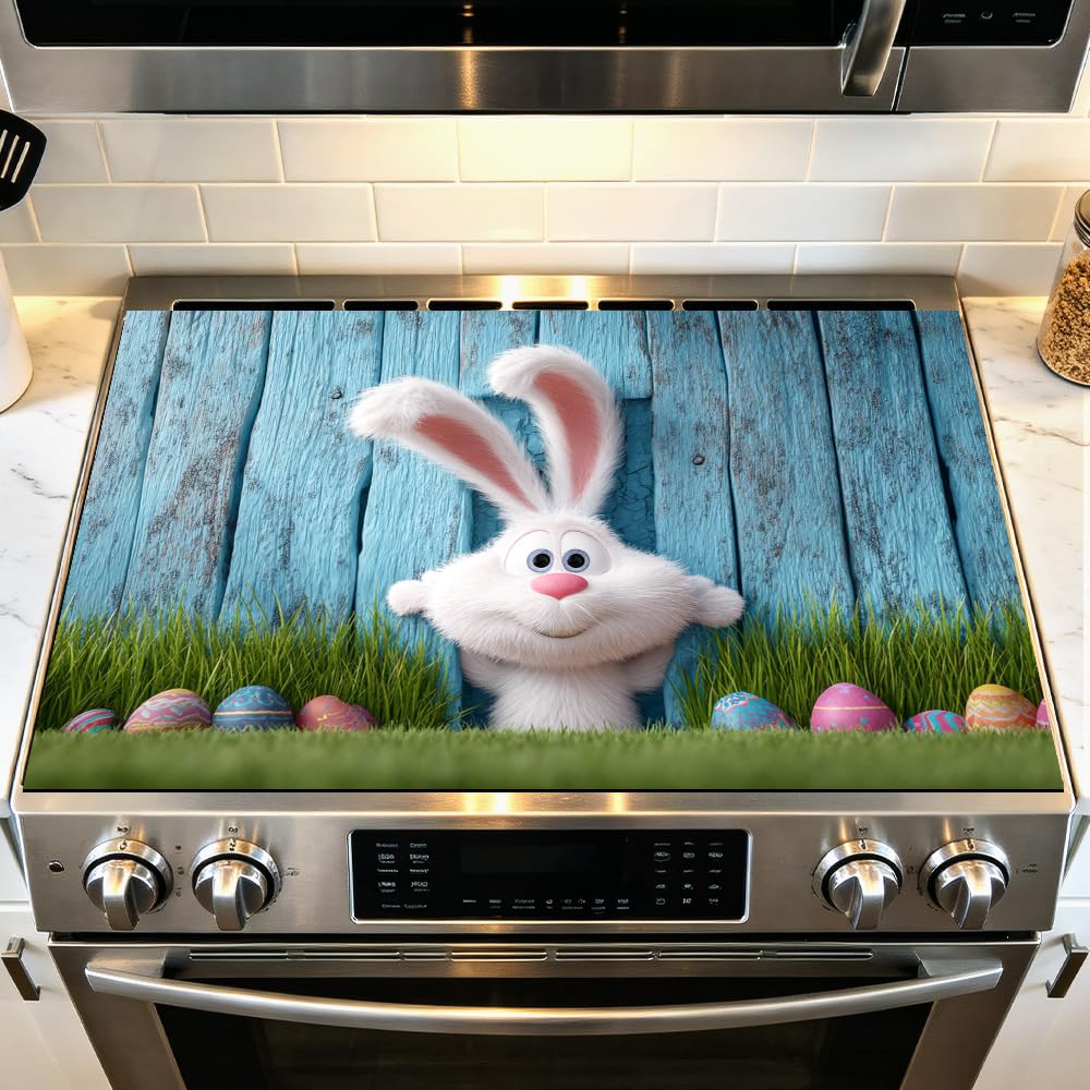 Stove Mat 28.35 x 20.47 Inch Christmas Fireplace and Tree Design Cozy Living Room Holiday Scene Decorative Kitchen Countertop Cover Reusable Flexible Mat for Gas Range Electric Stove Home Winter Décor