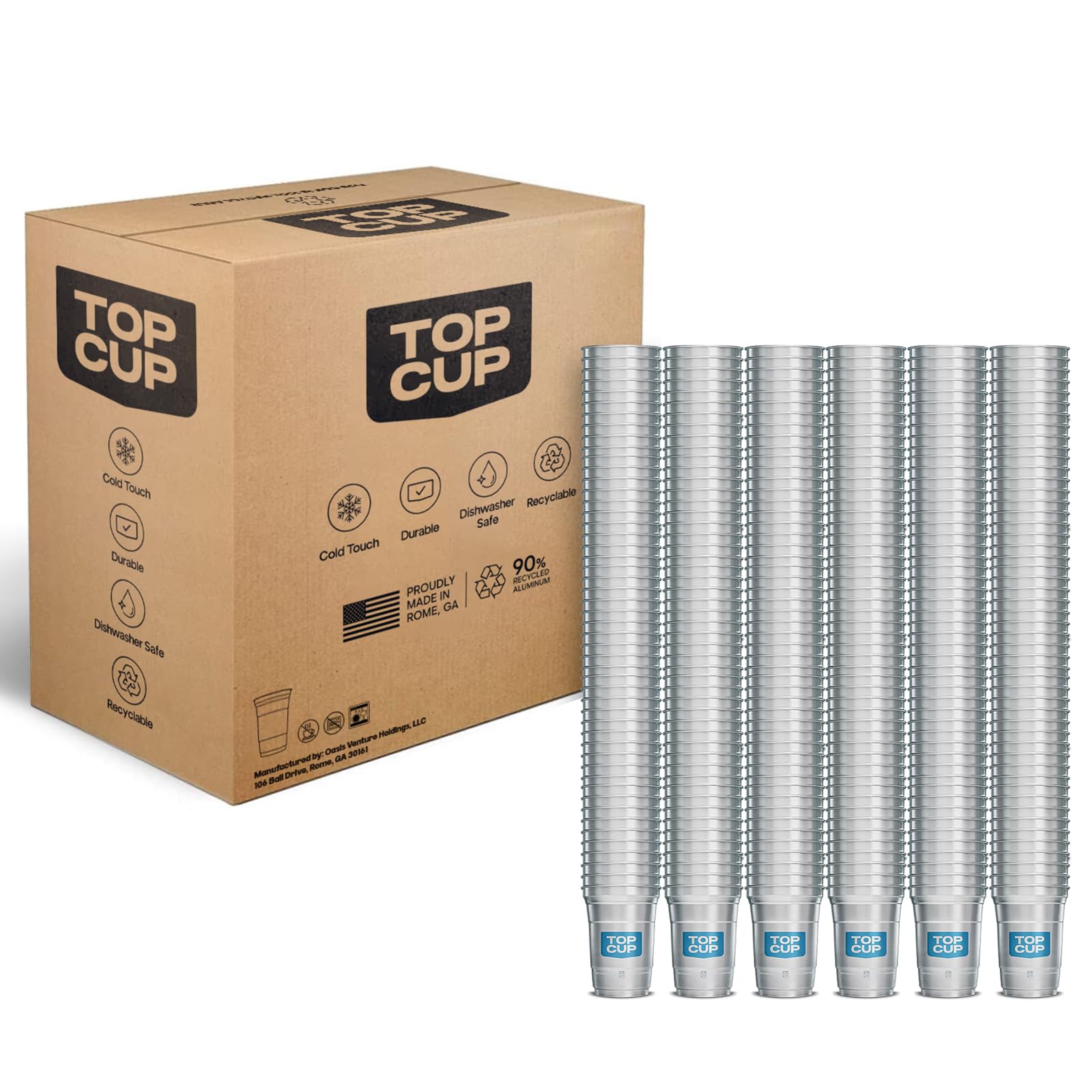 Top Cup America's 250th Birthday 20 oz Reusable Aluminum Party Cups 20 Count | Durable, Reusable & Recyclable, Made in USA