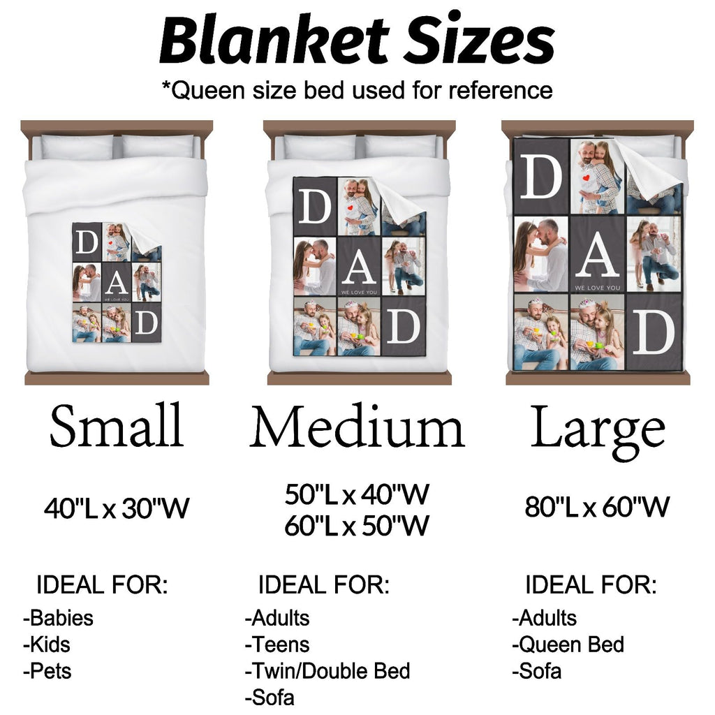 inkArts Custom Blanket Throws with Photos Text Personalized with Picture Customizable, Customize for Mom, Dad, Couple, Girlfriend, Boyfriend, Husband & Wife