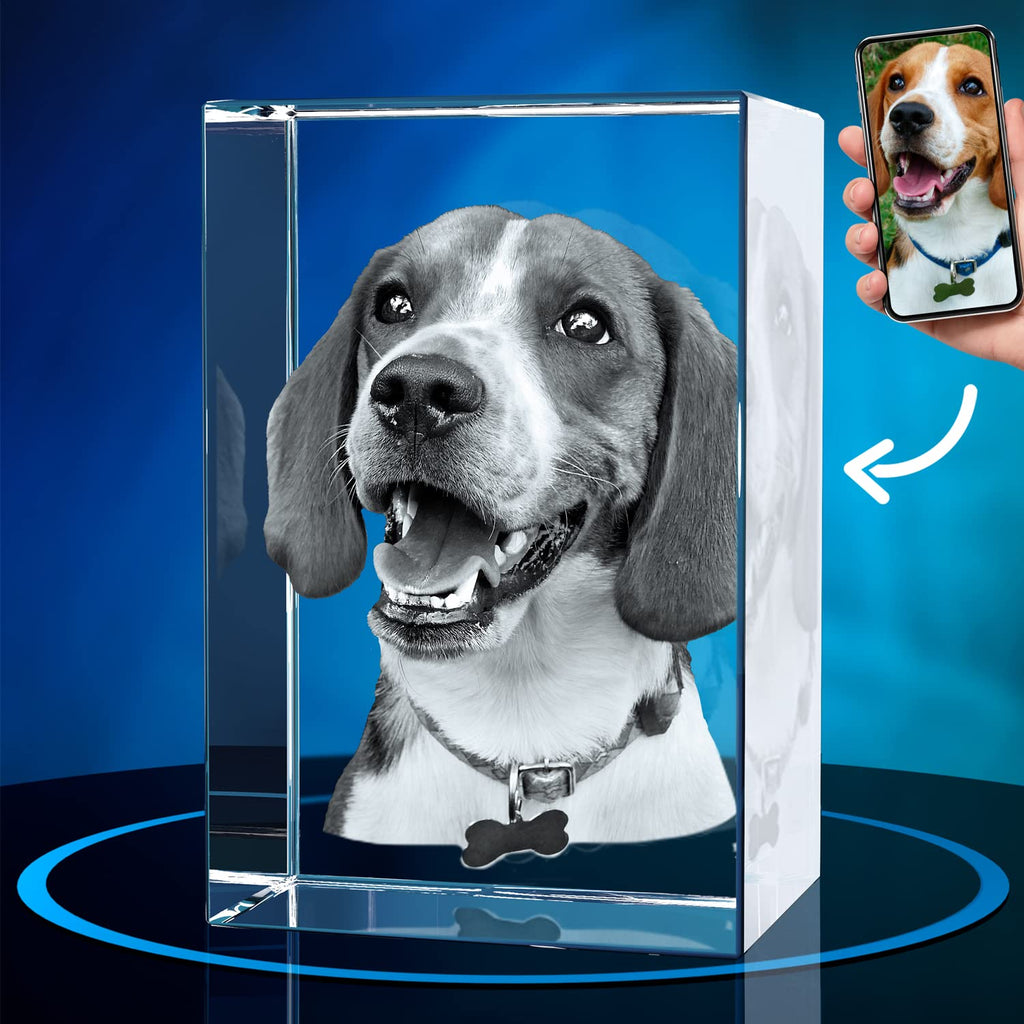 ArtPix 3D Crystal Photo, Personalized Dog Memorial Gifts with Your Own Photo for Dog Lovers, Pet Owners, 3D Laser Etched Picture, Engraved Crystal in Memory of Dog, Customized Gifts