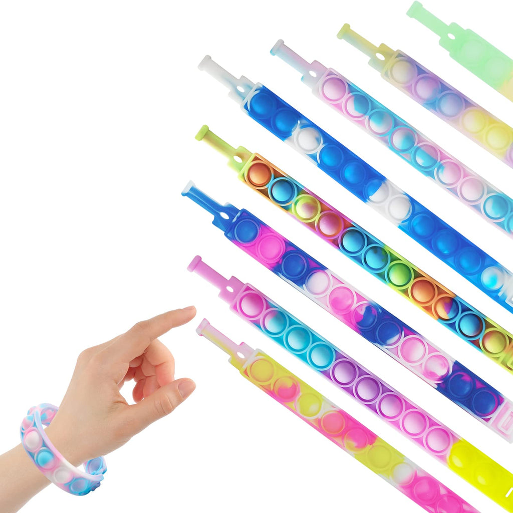 120 Pcs Pop Bubble Bracelet Fidget Toys, Pop Wristband Fidget Bulk Toy for Party Favors, Halloween Christmas Valentine Gifts Students Gifts Classroom Prizes Goodie Bag Stuffers for Kids