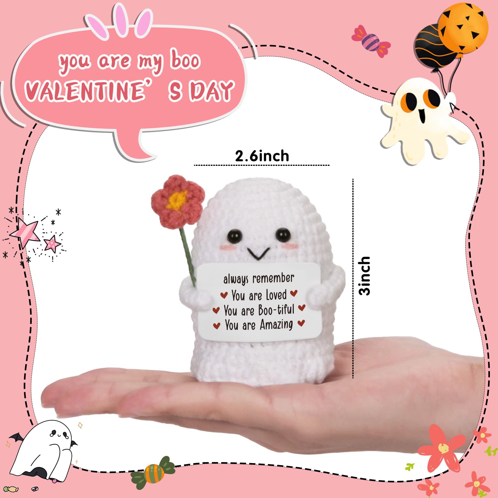 You're My Boo Crochet Ghost - Anniversary Love Birthday Gifts for Women Men Her Him Boyfriend Girlfriend, Fathers Day Card for Husband from Wife - Holiday Stuffers for Halloween Valentine Christmas