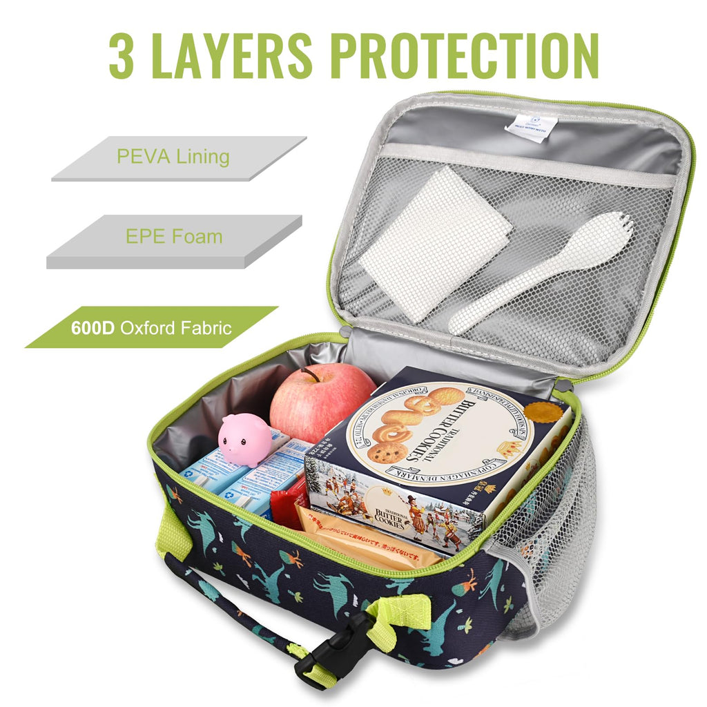 Genteen Lunch Box Kids, Insulated Lunch Bag Kids Boys Girls Back to School, Soft Lunch Box for Men Reusable Lunchbox for Office,Outdoor,School (Black)