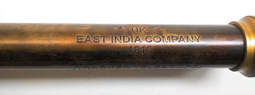 Rare Brass Telescope Spyglass - East India Company 1818 Tracker Vintage Pirate Spyglass Scope Antique Large Handstitched Leather Gift Box (BT-EIC17)