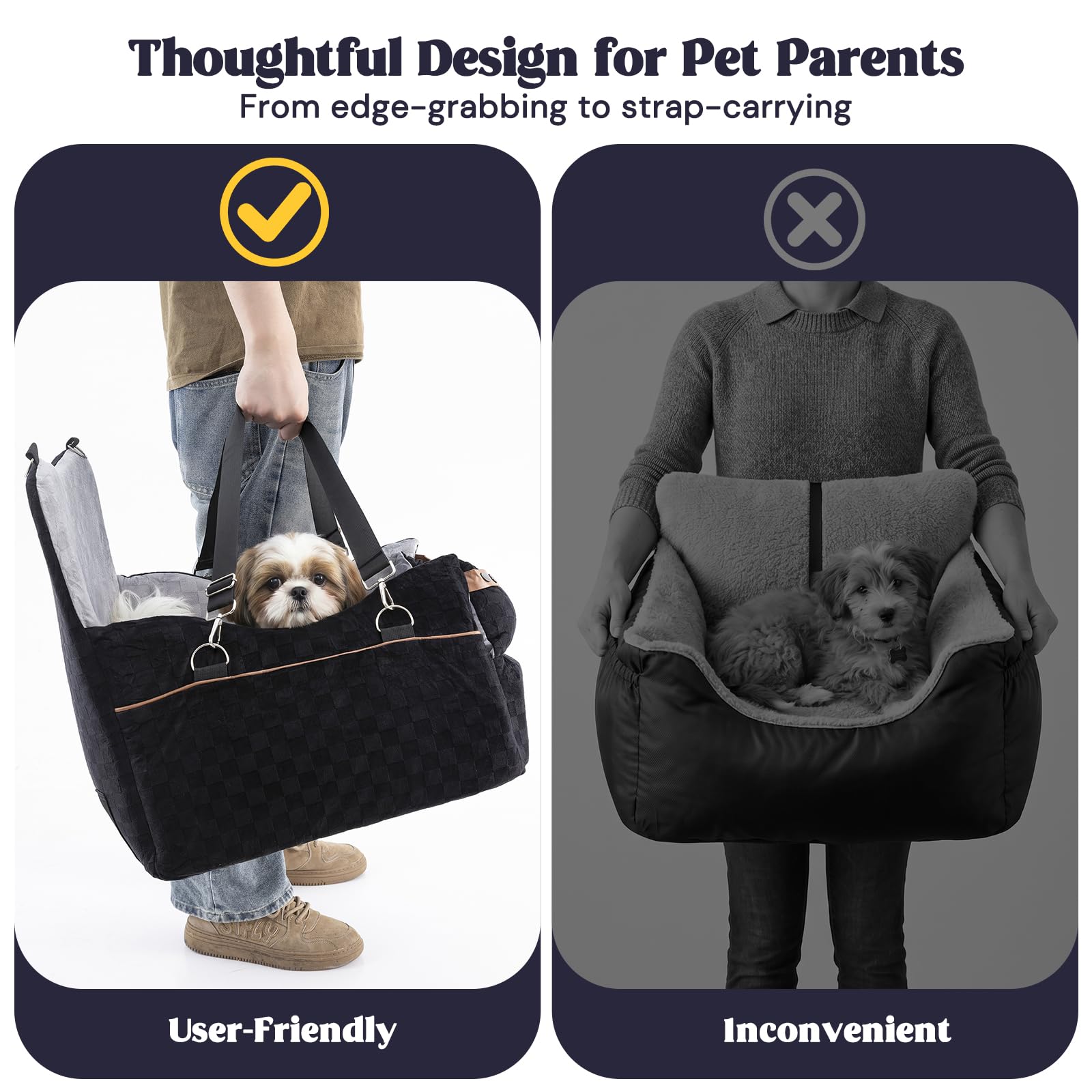 WOOCHPET Dog Car Seat for Small Pets Sturdy Puppy Booster Bed with Elevated Window View Washable Travel Carrier up to 35 Lbs